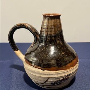 Vintage Rustic Ceramic Pitcher with Earthy Tones